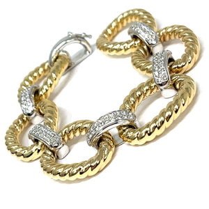 14K Diamond Ribbed Link Bracelet