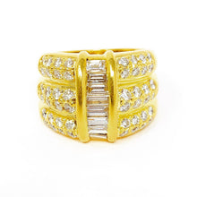 Load image into Gallery viewer, 18K  Wide Three Row Diamond Ring