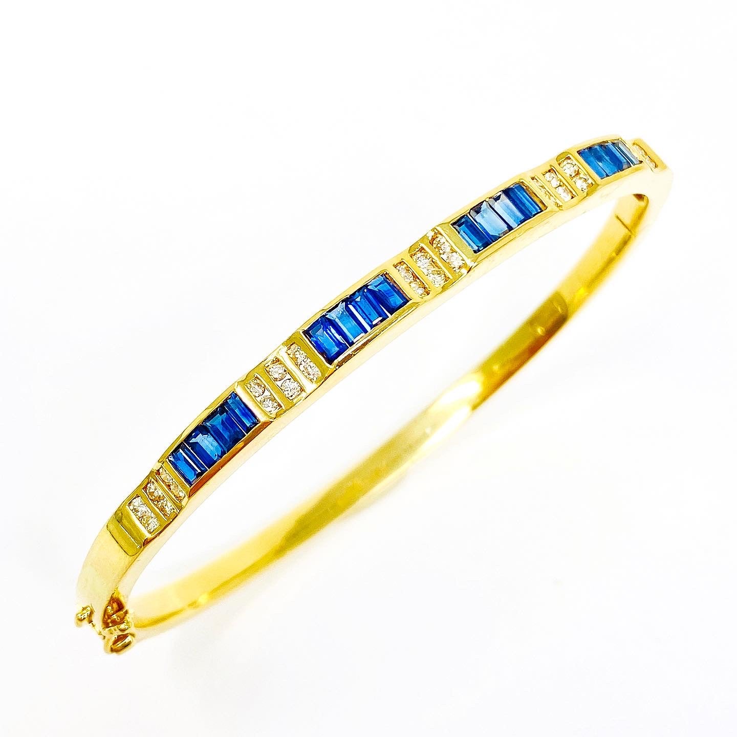 18k Sapphire And Diamond Bangle