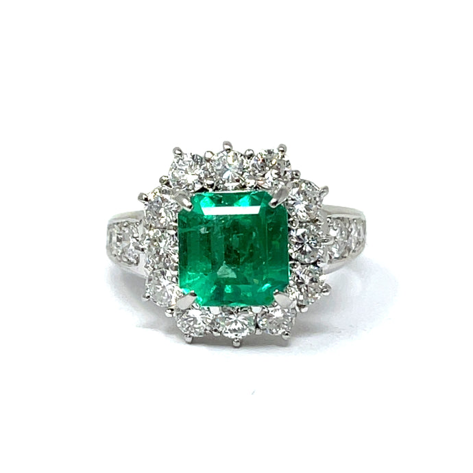 Platinum Emerald And Diamond Cocktail Ring